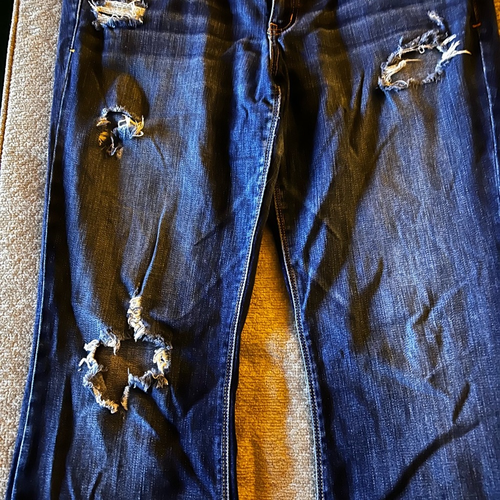American Eagle Outfitters Ripped Blue Flare Jeans
